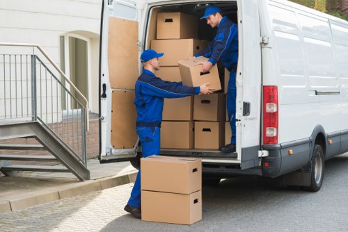 Packed boxes and furniture prepared for long-term storage in Leytonstone