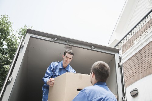 Commercial removals vehicle ready for an office relocation in East London